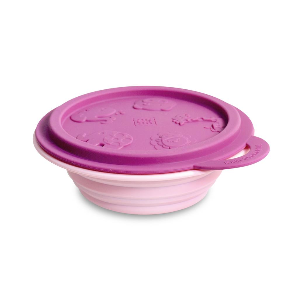 Marcus & Marcus Collapsible Travel Bowl With Lid - Pokey The Piglet - Pink