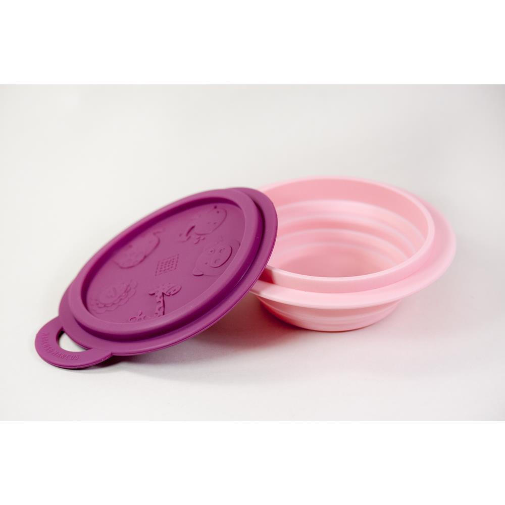 Marcus & Marcus Collapsible Travel Bowl With Lid - Pokey The Piglet - Pink