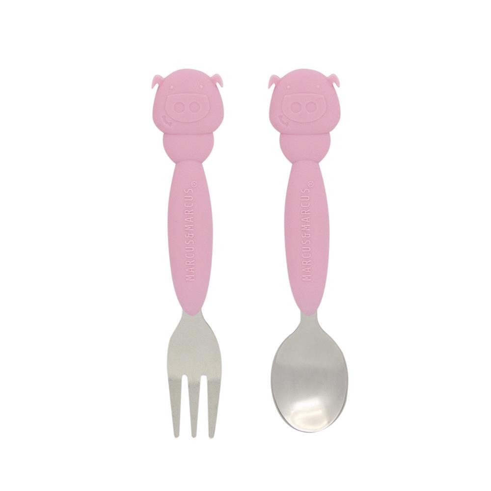 Marcus & Marcus Fork & Spoon Cutlery Set - Pokey The Piglet - Pink