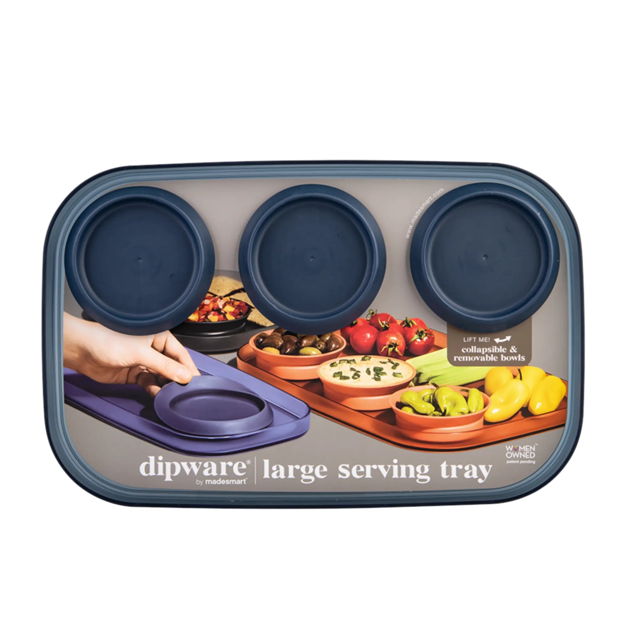 Madesmart® Dipware® Large Serving Tray With 3 Bowls - 39x25cm - Midnight Blue