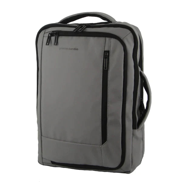 Pierre Cardin Laptop Backpack - Grey - Top & Side Handle