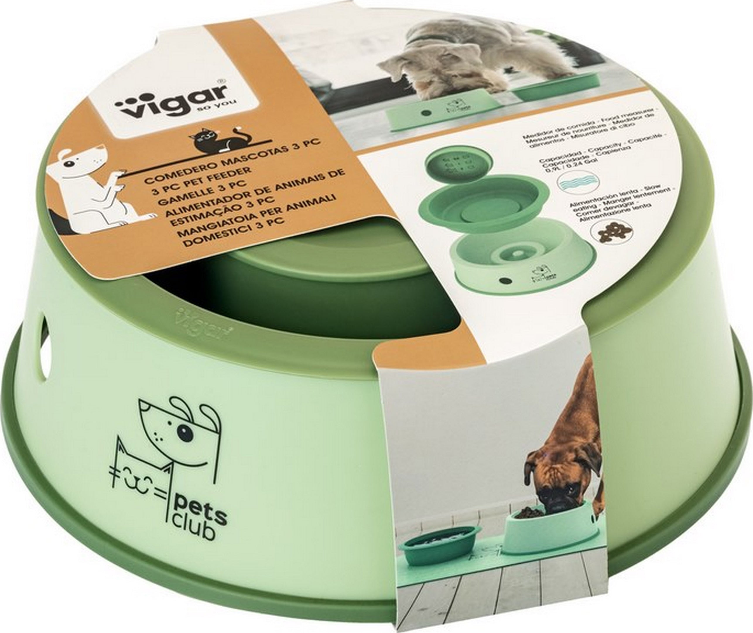 Vigar Pets Club Feeder Bowl - 3 In 1