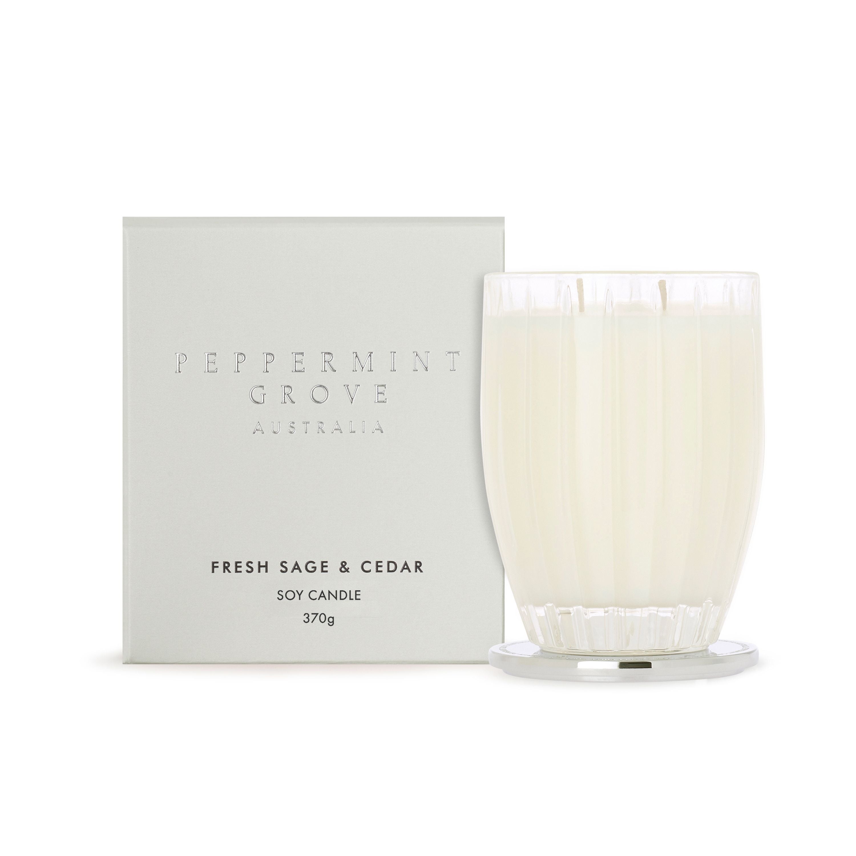 Peppermint Grove Australia - Fresh Sage & Cedar Soy Candle - 370g