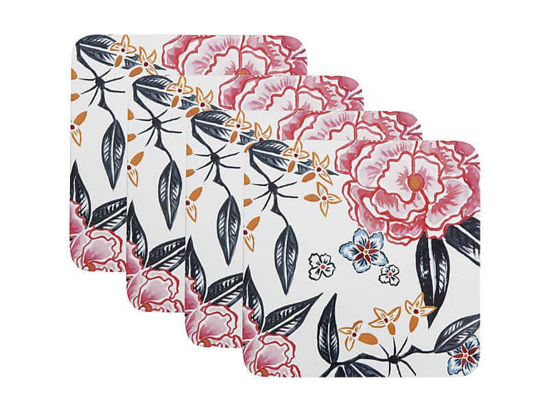 Maxwell & Williams Peony Coasters 10.5cm Set of 4 - Cork Back