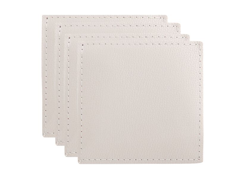 Maxwell & Williams Table Accents Leather Look Cowhide Coasters 10x10cm Set of 4 - Ivory