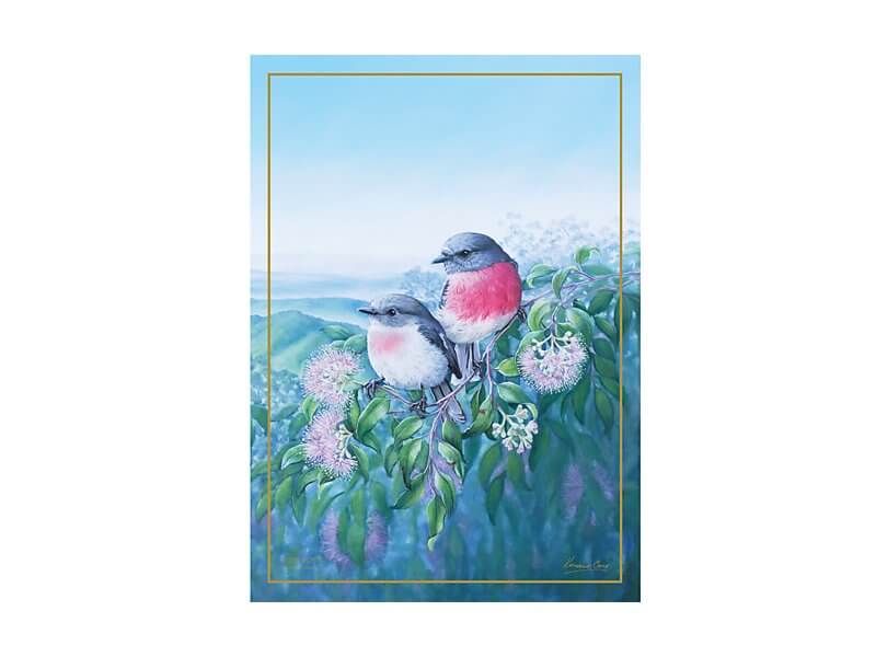 Maxwell & Williams Birds of Australia 10YR Anniversary Tea Towel 50x70cm Rose Robin