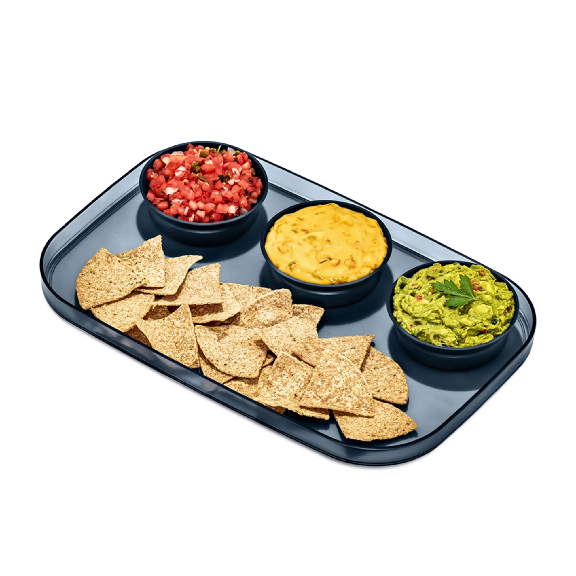 Madesmart® Dipware® Large Serving Tray With 3 Bowls - 39x25cm - Midnight Blue