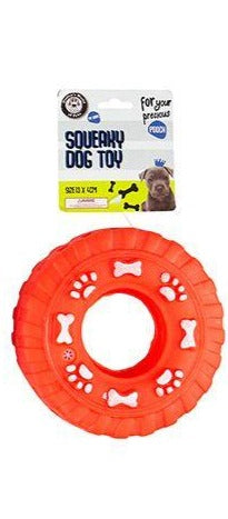 Vinyl Squeaky Truck Tyre Pet Toy - Orange